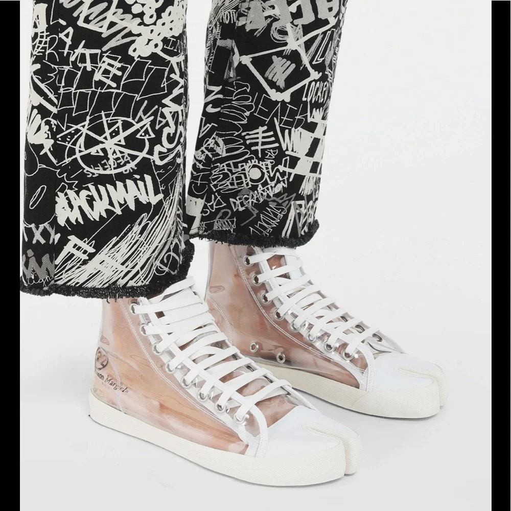MAISON MARGIELA Tabi Leather-trimmed Pvc Split-toe Sneakers In Clear